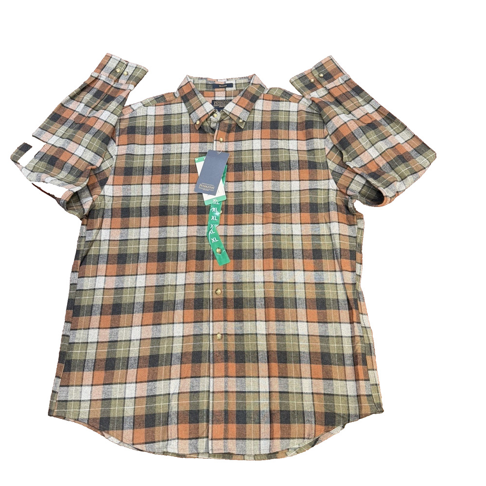 NWT Pendleton Mason Flannel Button Down Mens Sz XL Grey Plaid Long Sleeve